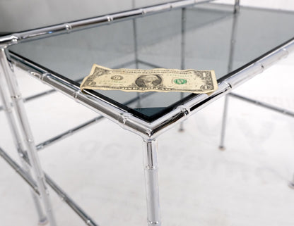 EstablishedLines Pair of Chrome Faux Bamboo Smoked Glass Tops Nesting Tables