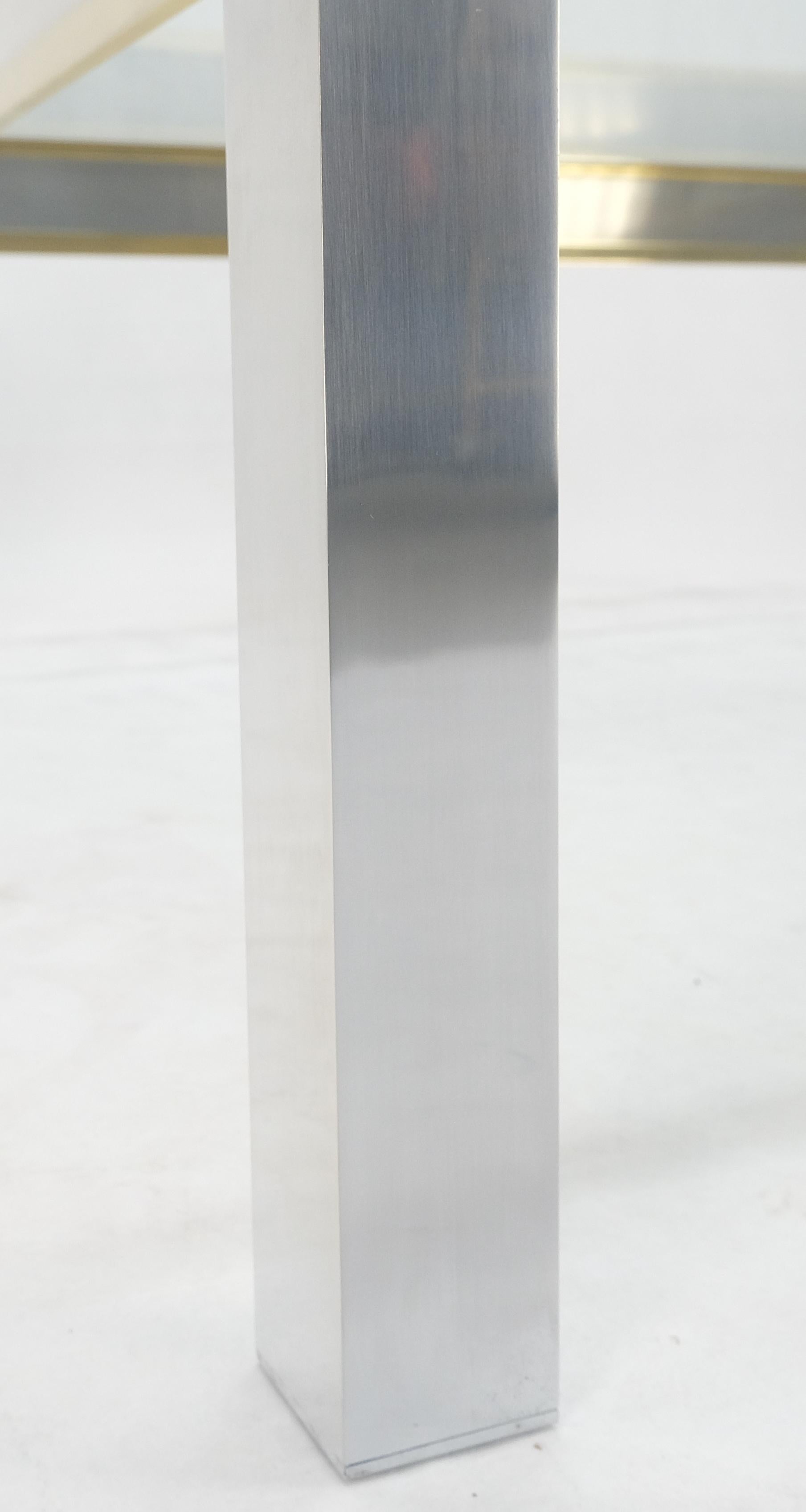 EstablishedLines Brass Stainless Steel Glass Top 44" Square Mid Century Modern Coffee Table MINT