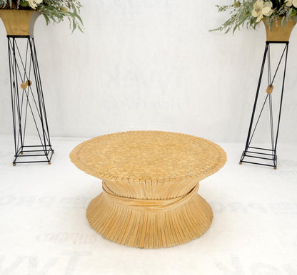 EstablishedLines Large Round Sheath of Bamboo Round Coffee Table Mid Century Modern McGuire MINT!