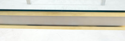 EstablishedLines Brass Stainless Steel Glass Top 44" Square Mid Century Modern Coffee Table MINT