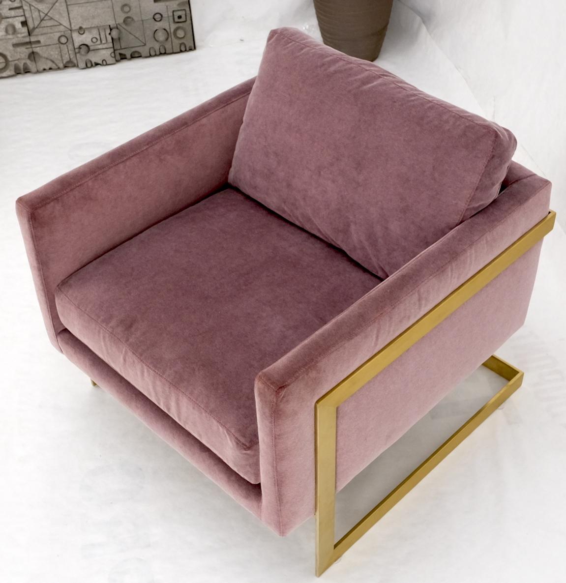 EstablishedLines Brass Frame Shape Base Cube Shape Lounge Chair