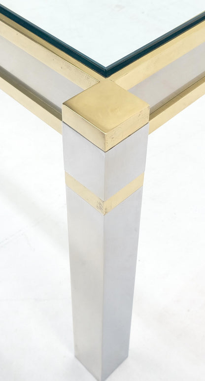 EstablishedLines Brass Stainless Steel Glass Top 44" Square Mid Century Modern Coffee Table MINT