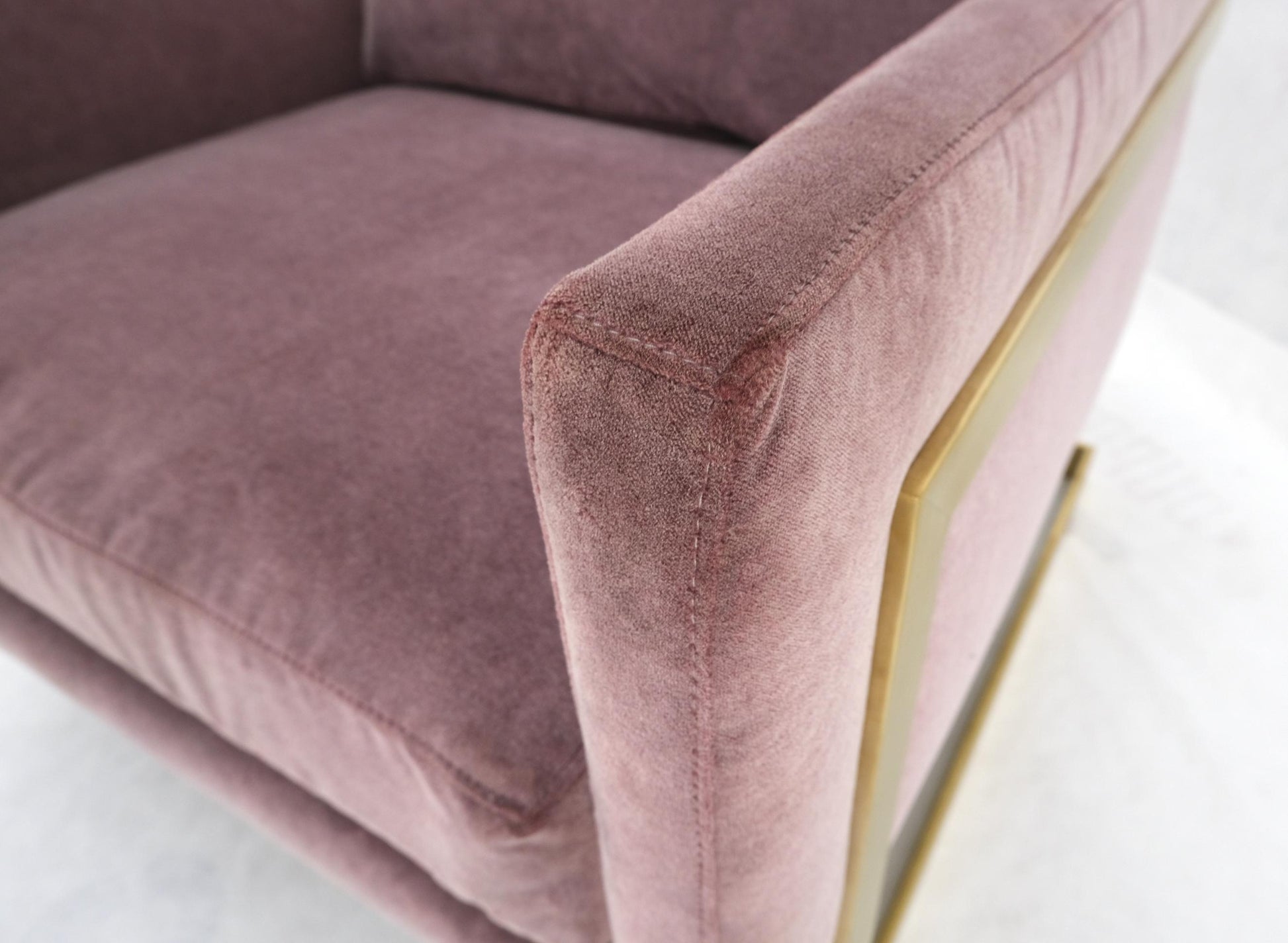 EstablishedLines Brass Frame Shape Base Cube Shape Lounge Chair