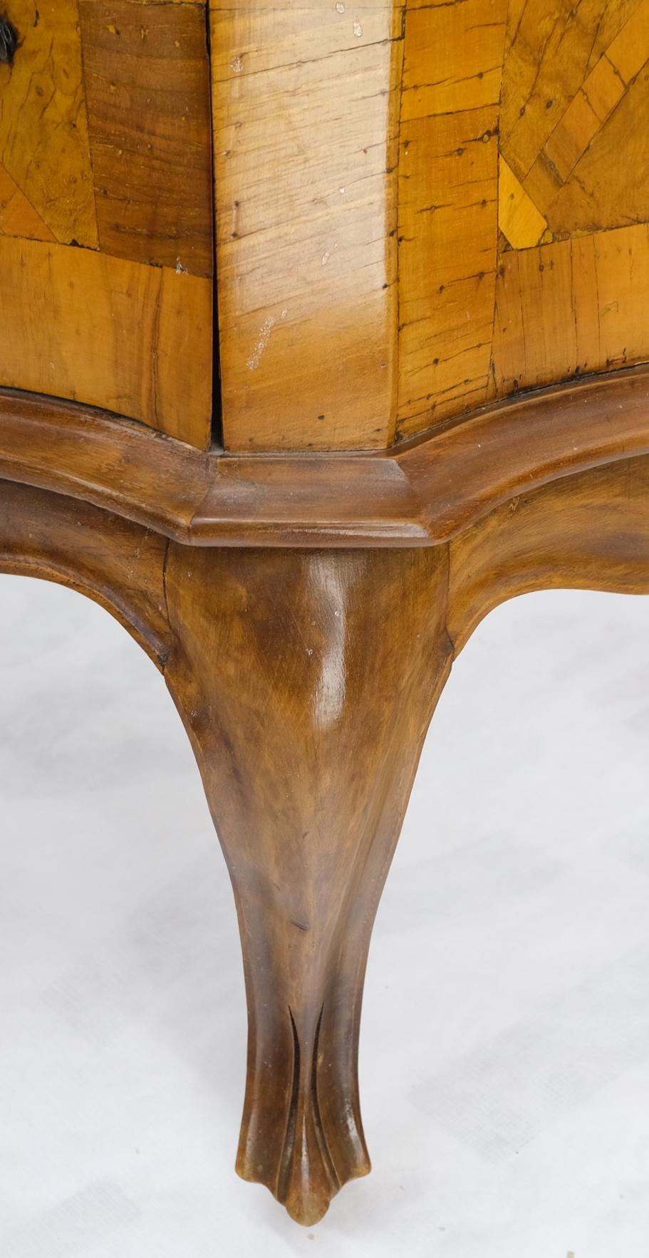 EstablishedLines Italian Parquet Burl Wood Bombe Style Compact Entry Chest of Drawers Dresser