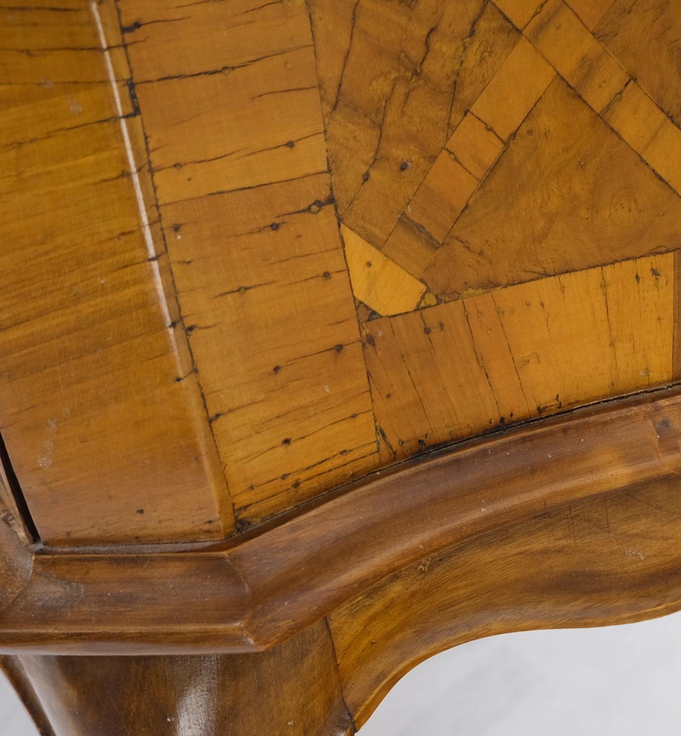 EstablishedLines Italian Parquet Burl Wood Bombe Style Compact Entry Chest of Drawers Dresser