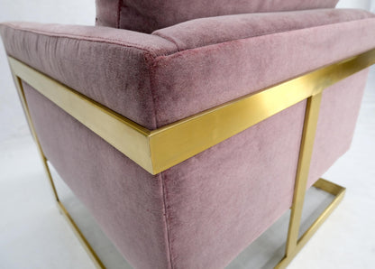 EstablishedLines Brass Frame Shape Base Cube Shape Lounge Chair
