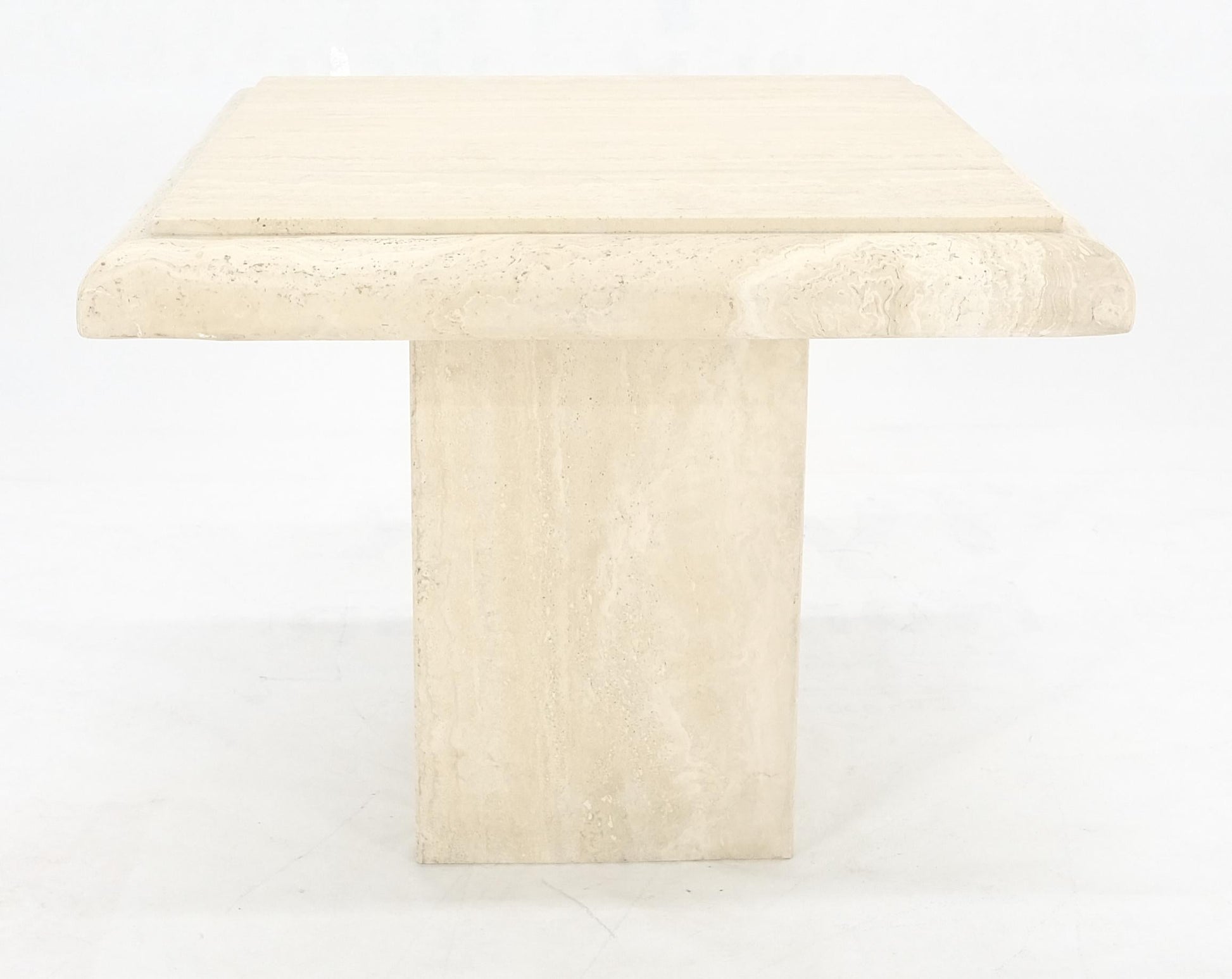 EstablishedLines Single Travertine Base Beveled 27x27 Square Top Side End Lamp Table Stand MINT!