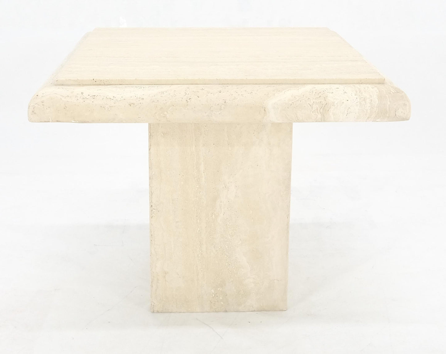 Single Travertine Base Beveled 27x27 Square Top Side End Lamp Table Stand MINT!