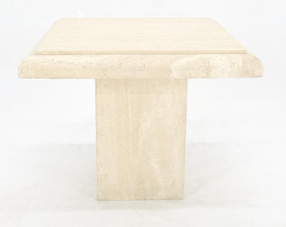 Single Travertine Base Beveled 27x27 Square Top Side End Lamp Table Stand MINT!