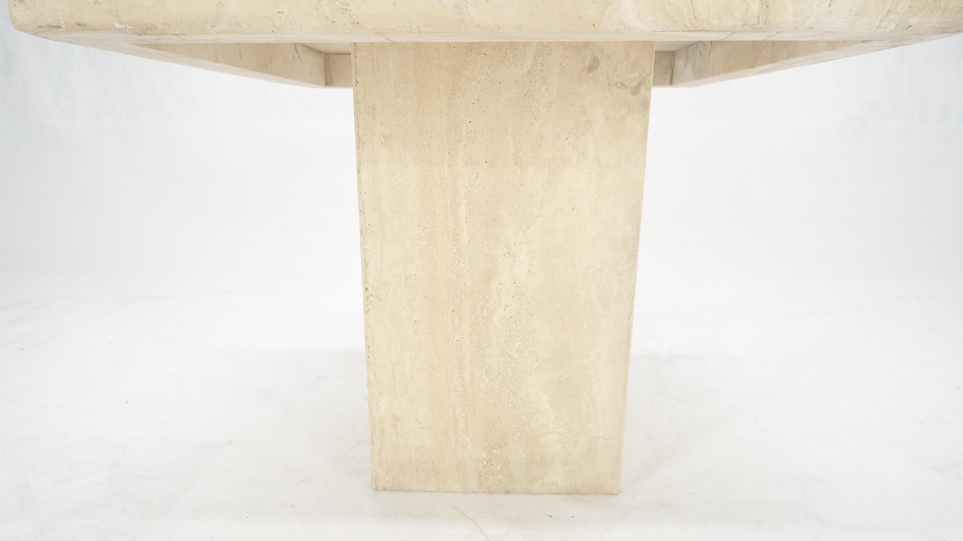 EstablishedLines Single Travertine Base Beveled 27x27 Square Top Side End Lamp Table Stand MINT!