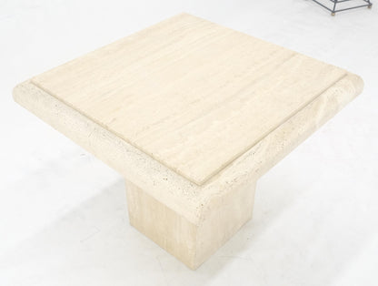Single Travertine Base Beveled 27x27 Square Top Side End Lamp Table Stand MINT!