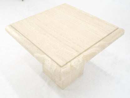 Single Travertine Base Beveled 27x27 Square Top Side End Lamp Table Stand MINT!