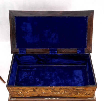 Large Box Trunk Bone Inlayed Rosewood Storage Village Scenery Very Fine Detail