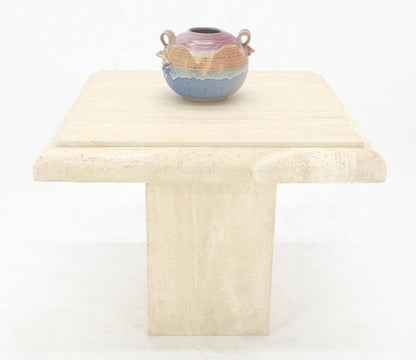 Single Travertine Base Beveled 27x27 Square Top Side End Lamp Table Stand MINT!