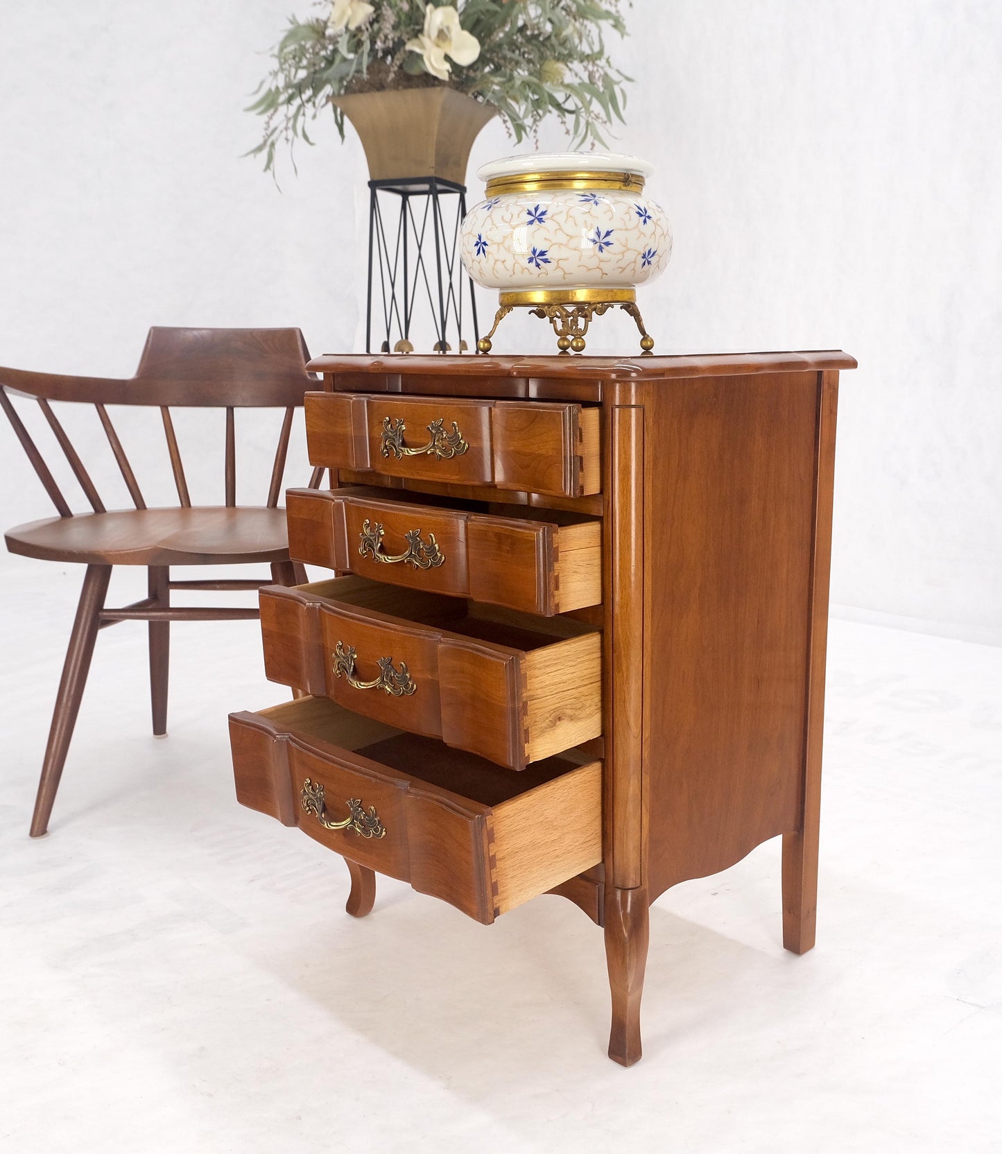 EstablishedLines Country French Solid Cherry Miniature Dresser Chest of Drawers Stands 4 Drawers