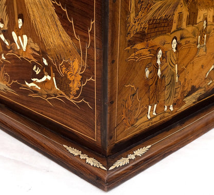 Large Box Trunk Bone Inlayed Rosewood Storage Village Scenery Very Fine Detail