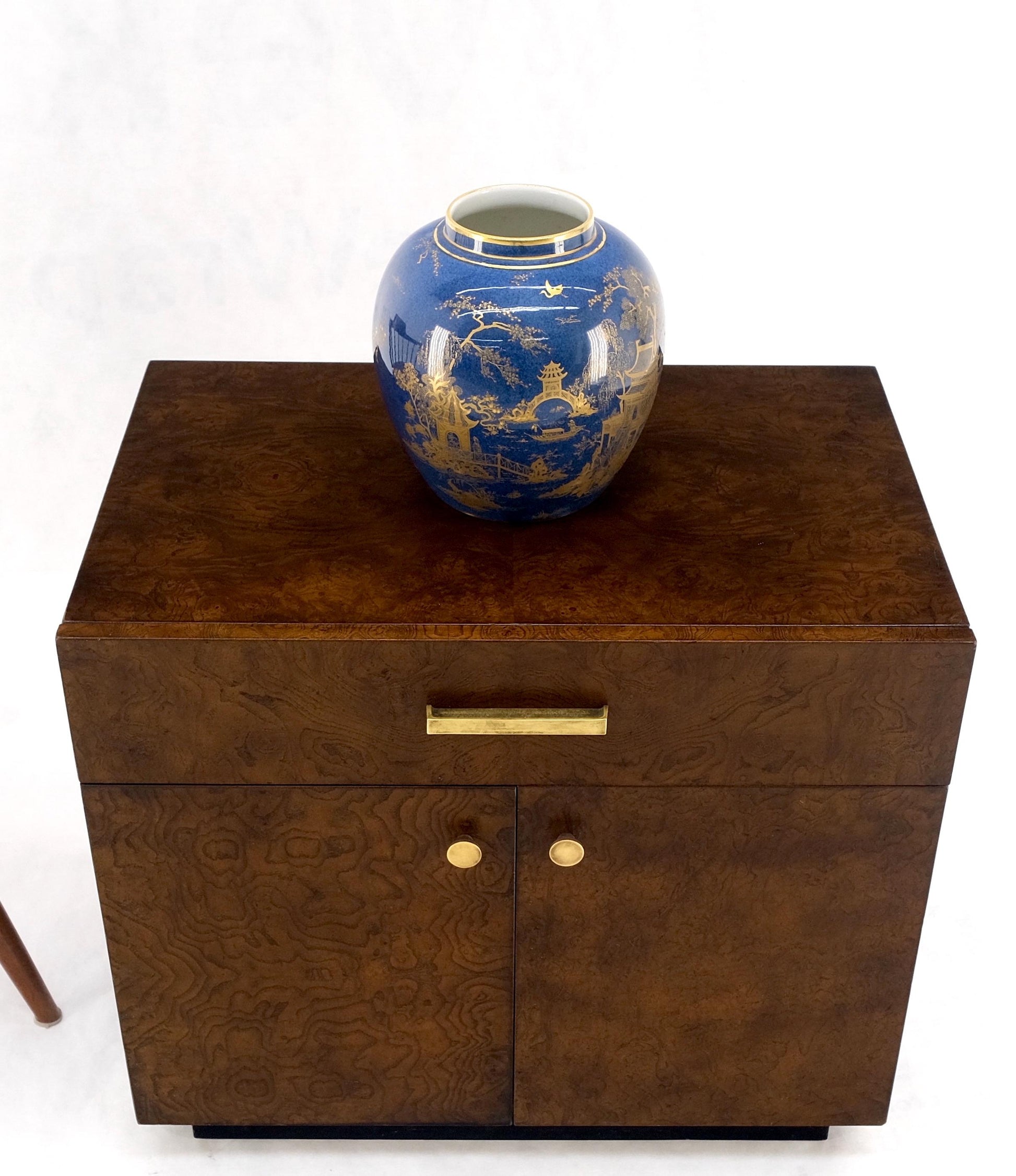 EstablishedLines Mid Century Widdicomb Burl Wood Two Door One Drawer End Table Nightstand Mint!