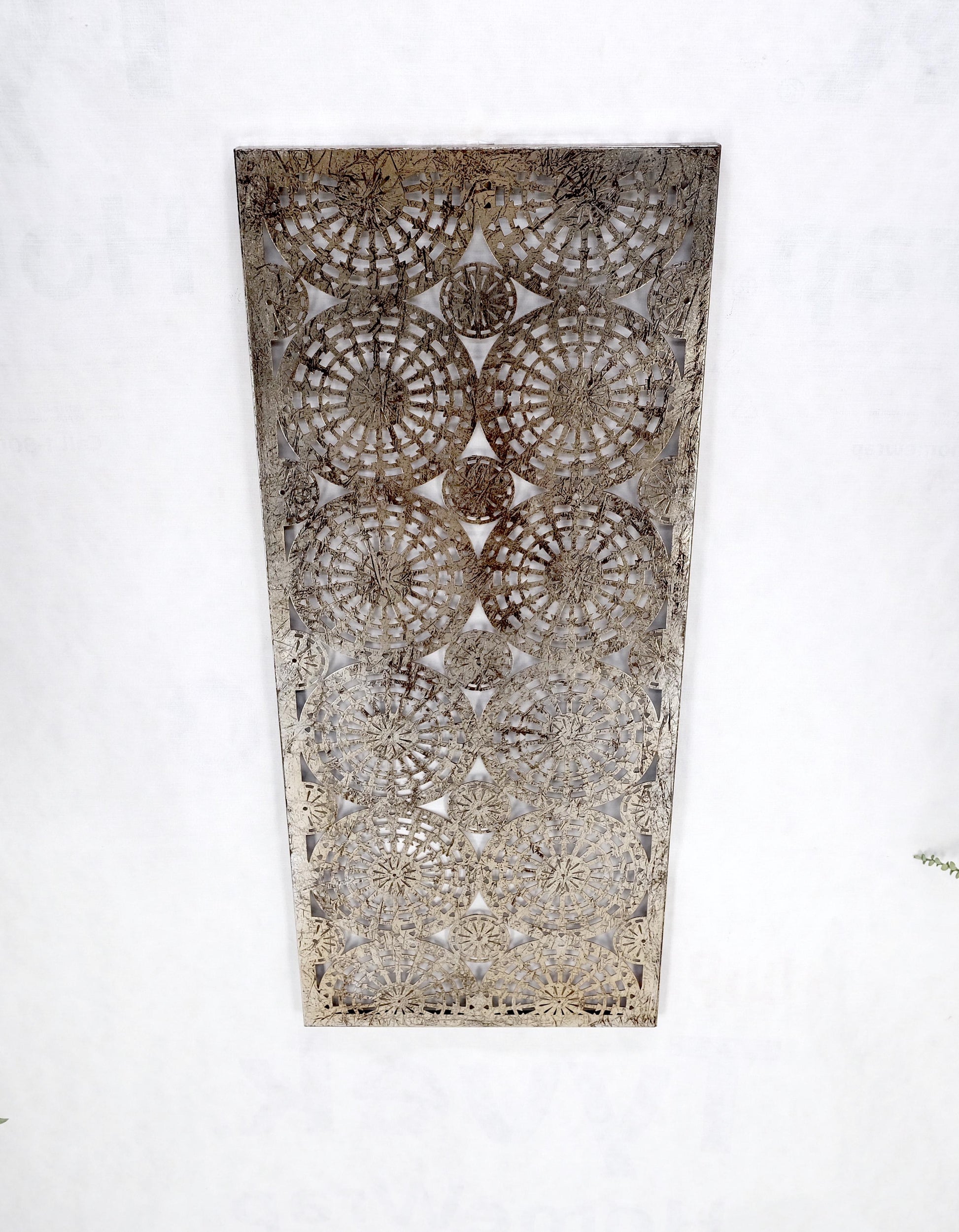 EstablishedLines Geometrical Patterns Silver Gilt Sheet Metal Wall Hanging Sculpture Screen MINT