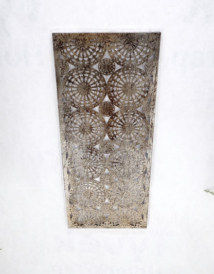 EstablishedLines Geometrical Patterns Silver Gilt Sheet Metal Wall Hanging Sculpture Screen MINT