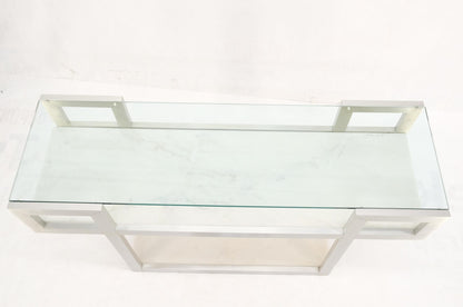 EstablishedLines Aluminum Frame Glass Shelves Two Marble Shelves Console Sofa Table Mid Century