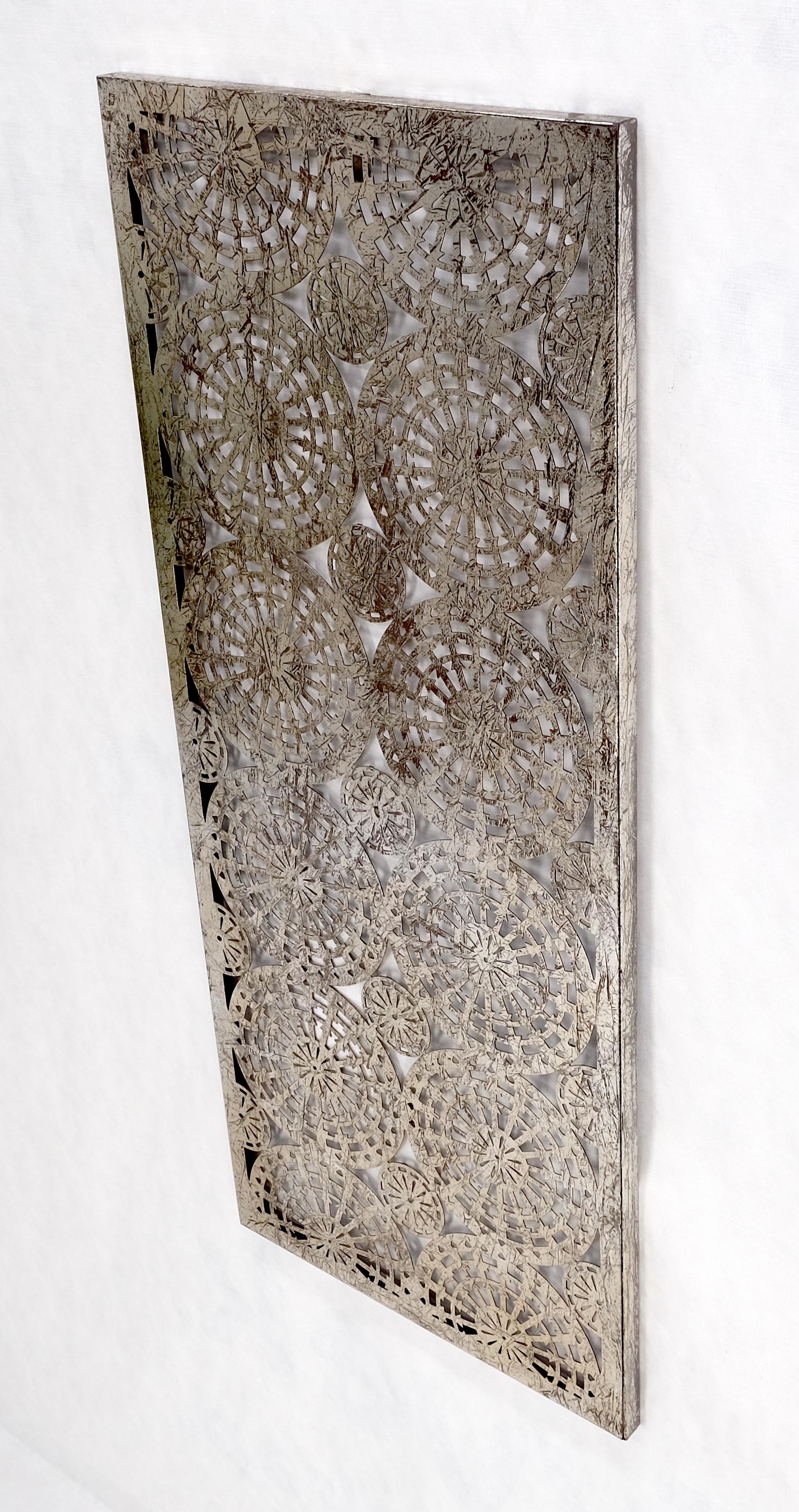 EstablishedLines Geometrical Patterns Silver Gilt Sheet Metal Wall Hanging Sculpture Screen MINT