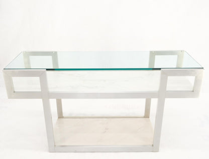 EstablishedLines Aluminum Frame Glass Shelves Two Marble Shelves Console Sofa Table Mid Century