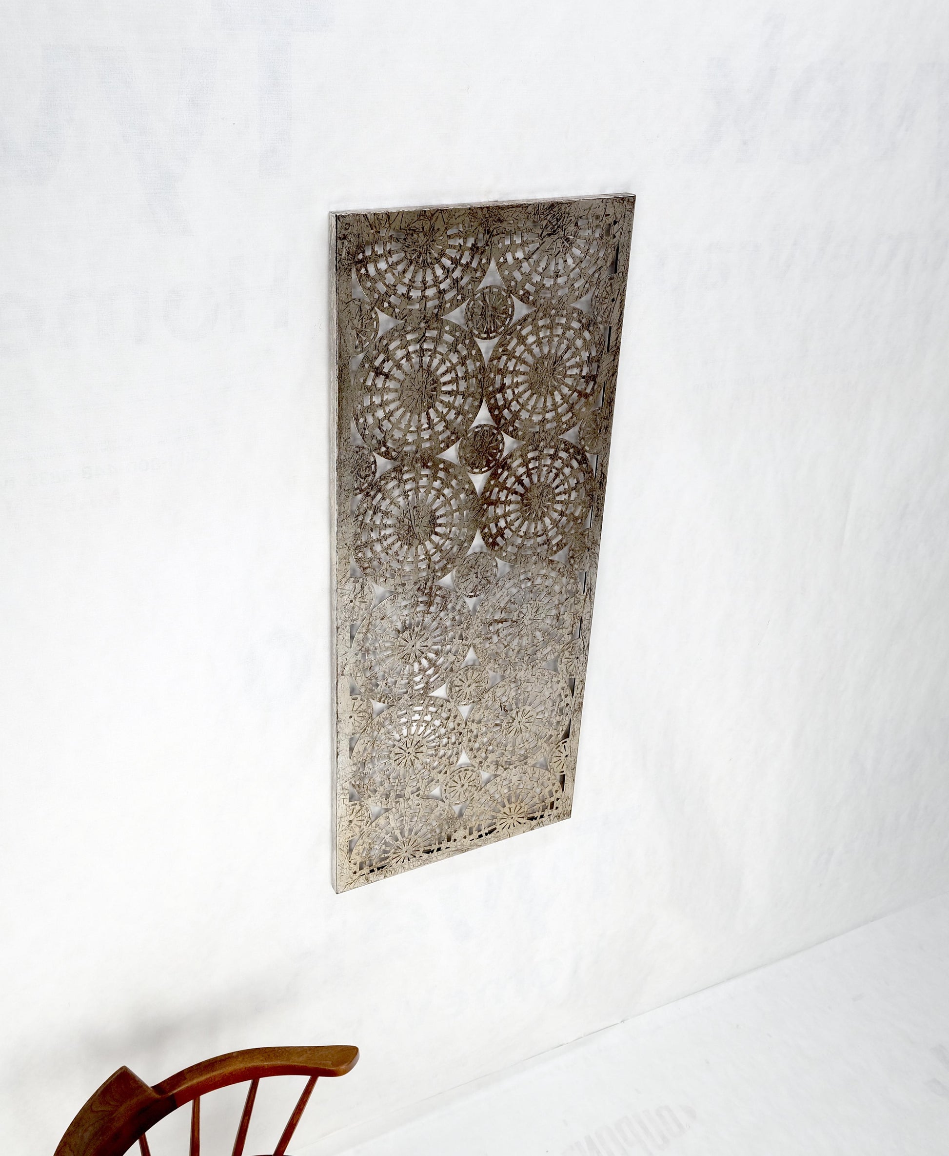 EstablishedLines Geometrical Patterns Silver Gilt Sheet Metal Wall Hanging Sculpture Screen MINT