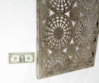 EstablishedLines Geometrical Patterns Silver Gilt Sheet Metal Wall Hanging Sculpture Screen MINT