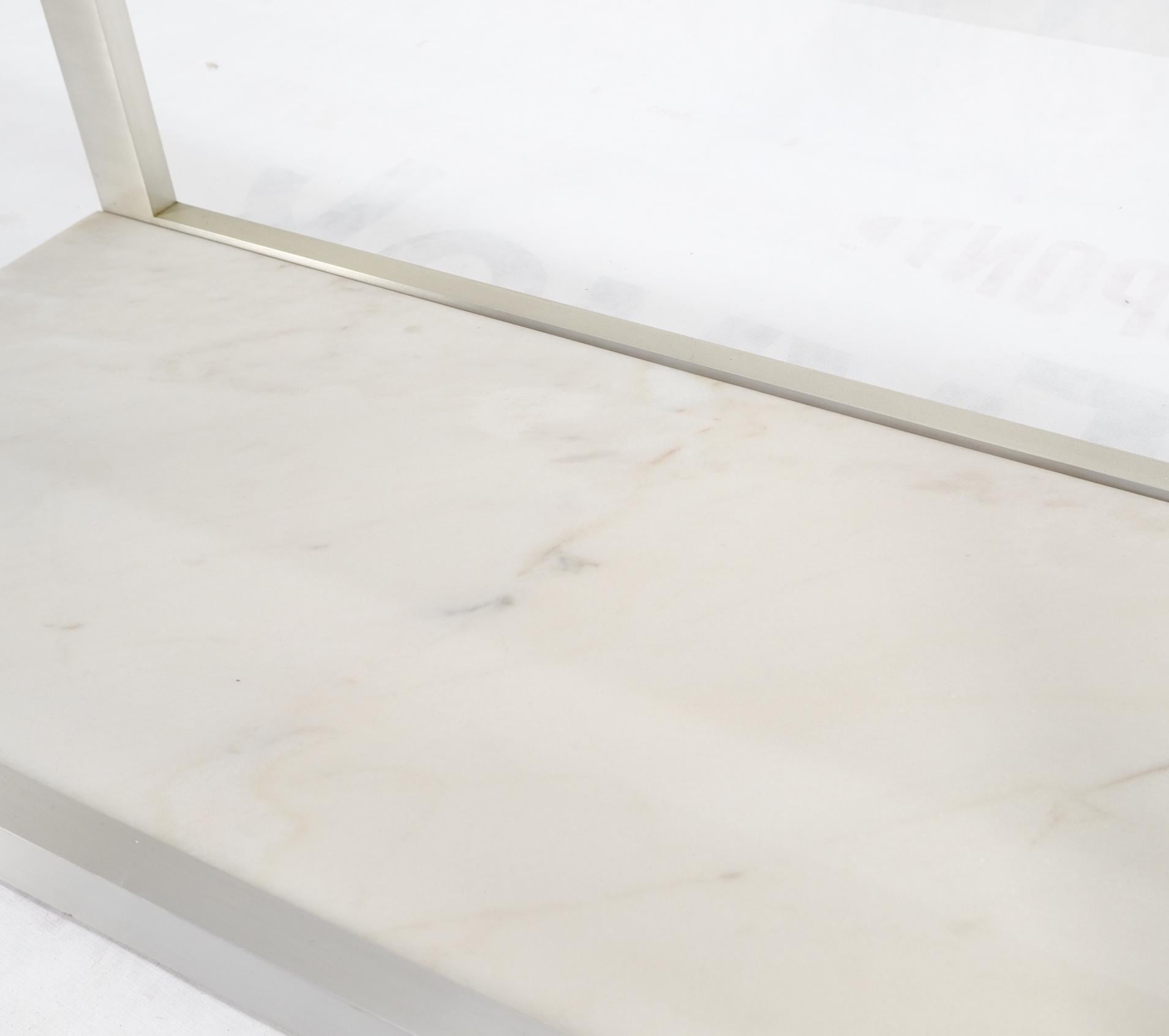 EstablishedLines Aluminum Frame Glass Shelves Two Marble Shelves Console Sofa Table Mid Century