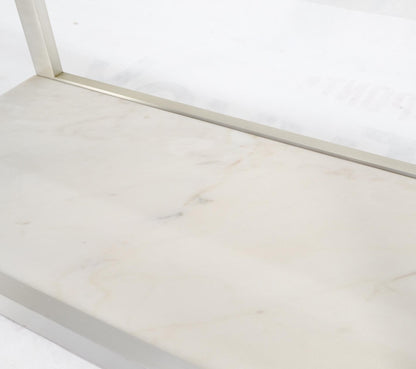 EstablishedLines Aluminum Frame Glass Shelves Two Marble Shelves Console Sofa Table Mid Century