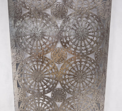 EstablishedLines Geometrical Patterns Silver Gilt Sheet Metal Wall Hanging Sculpture Screen MINT