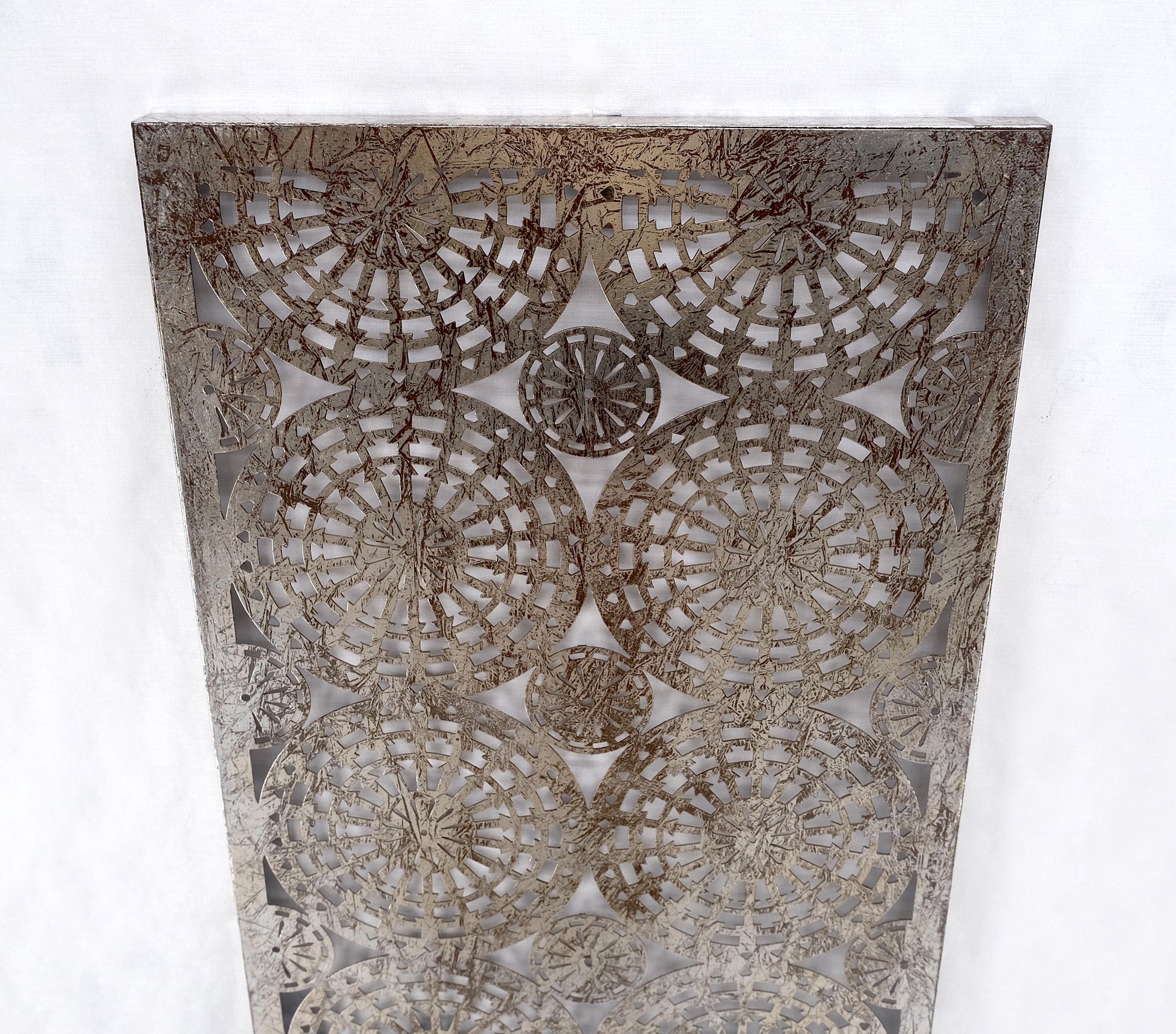 EstablishedLines Geometrical Patterns Silver Gilt Sheet Metal Wall Hanging Sculpture Screen MINT