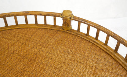 EstablishedLines Pair of Maguire Round Reed & Cane Three Tier Gallery Top Serving Tables Stands