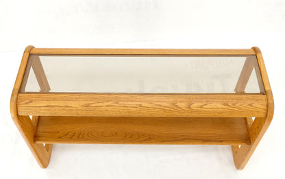 Smoked Glass Golden Oak American Mid Century Modern Console Sofa Table Mint!
