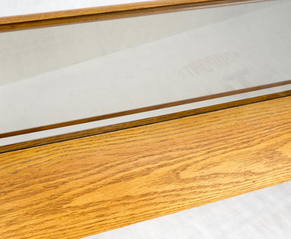 Smoked Glass Golden Oak American Mid Century Modern Console Sofa Table Mint!