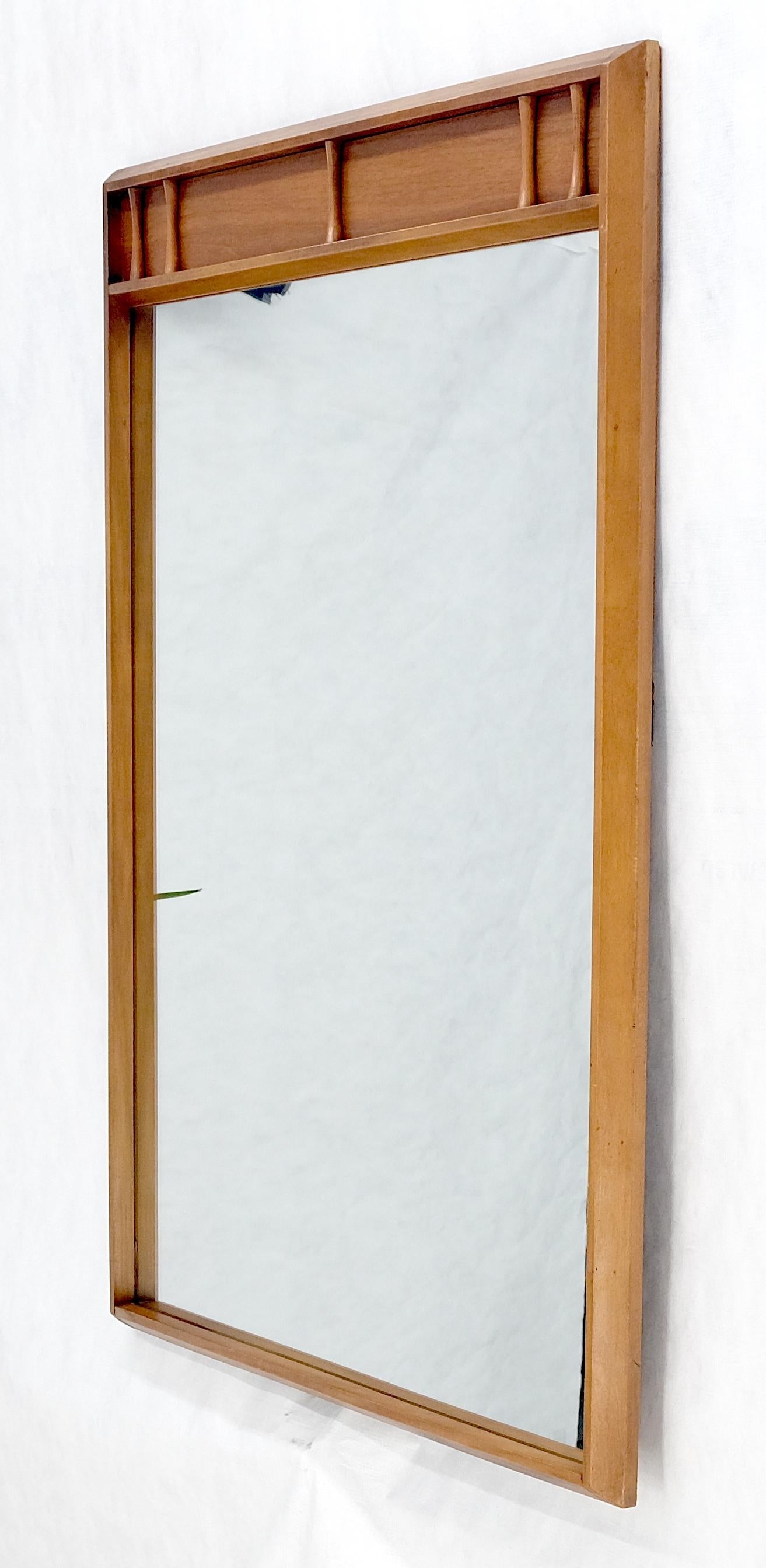 American Mid Century Modern Light Walnut Rectangle Wall Mirror MINT!