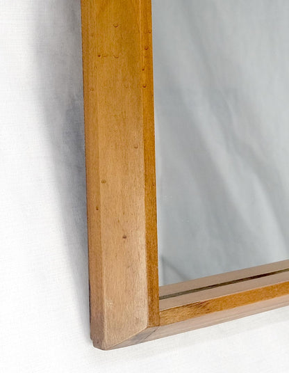 American Mid Century Modern Light Walnut Rectangle Wall Mirror MINT!