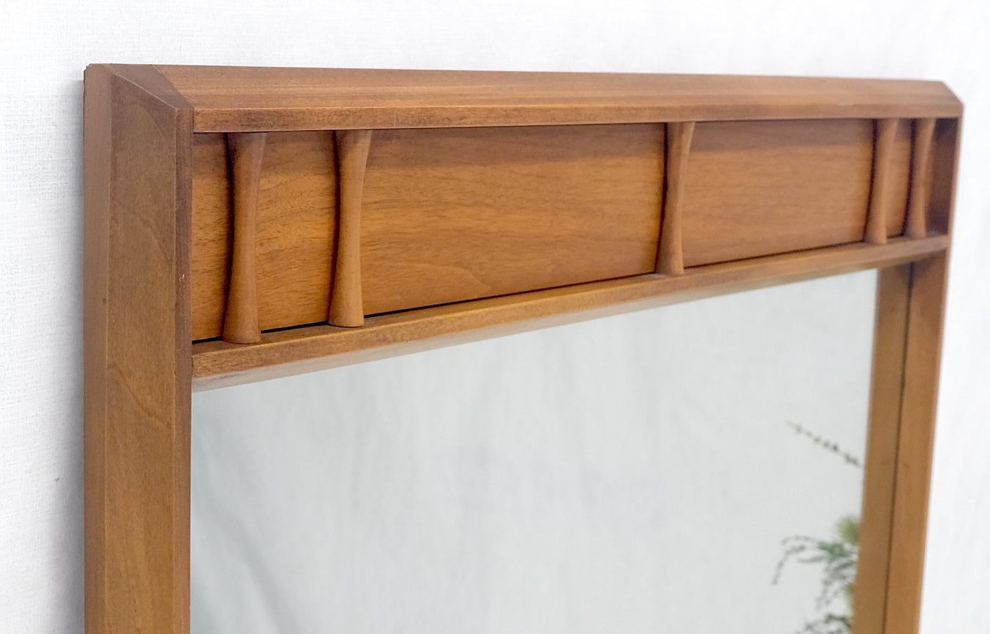American Mid Century Modern Light Walnut Rectangle Wall Mirror MINT!
