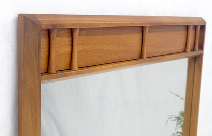 American Mid Century Modern Light Walnut Rectangle Wall Mirror MINT!