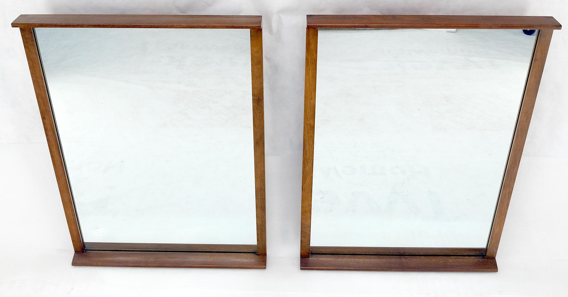 EstablishedLines Pair of Mid Century Modern Rectangle Walnut Wall Mirrors by John Stuart MINT!