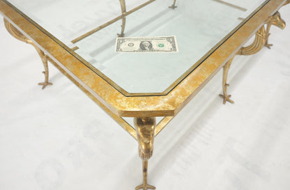 EstablishedLines Silver Gilt Metal Glass Top Two Tier Eagle & Claw Motive Rectangle Coffee Table