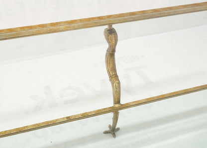 EstablishedLines Silver Gilt Metal Glass Top Two Tier Eagle & Claw Motive Rectangle Coffee Table