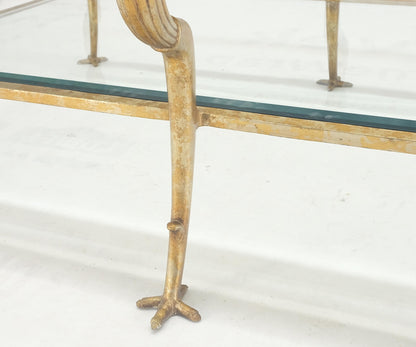 EstablishedLines Silver Gilt Metal Glass Top Two Tier Eagle & Claw Motive Rectangle Coffee Table