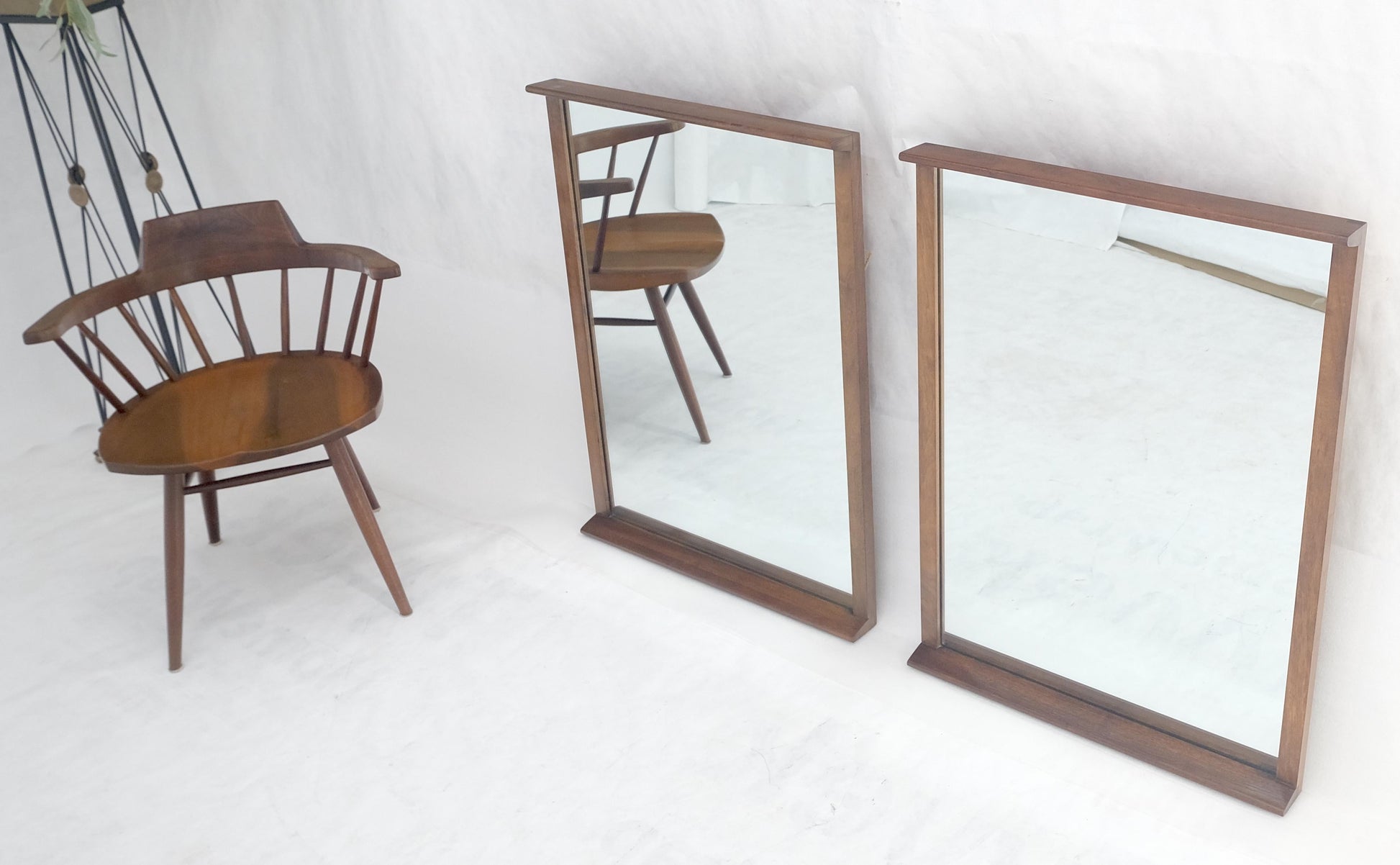EstablishedLines Pair of Mid Century Modern Rectangle Walnut Wall Mirrors by John Stuart MINT!