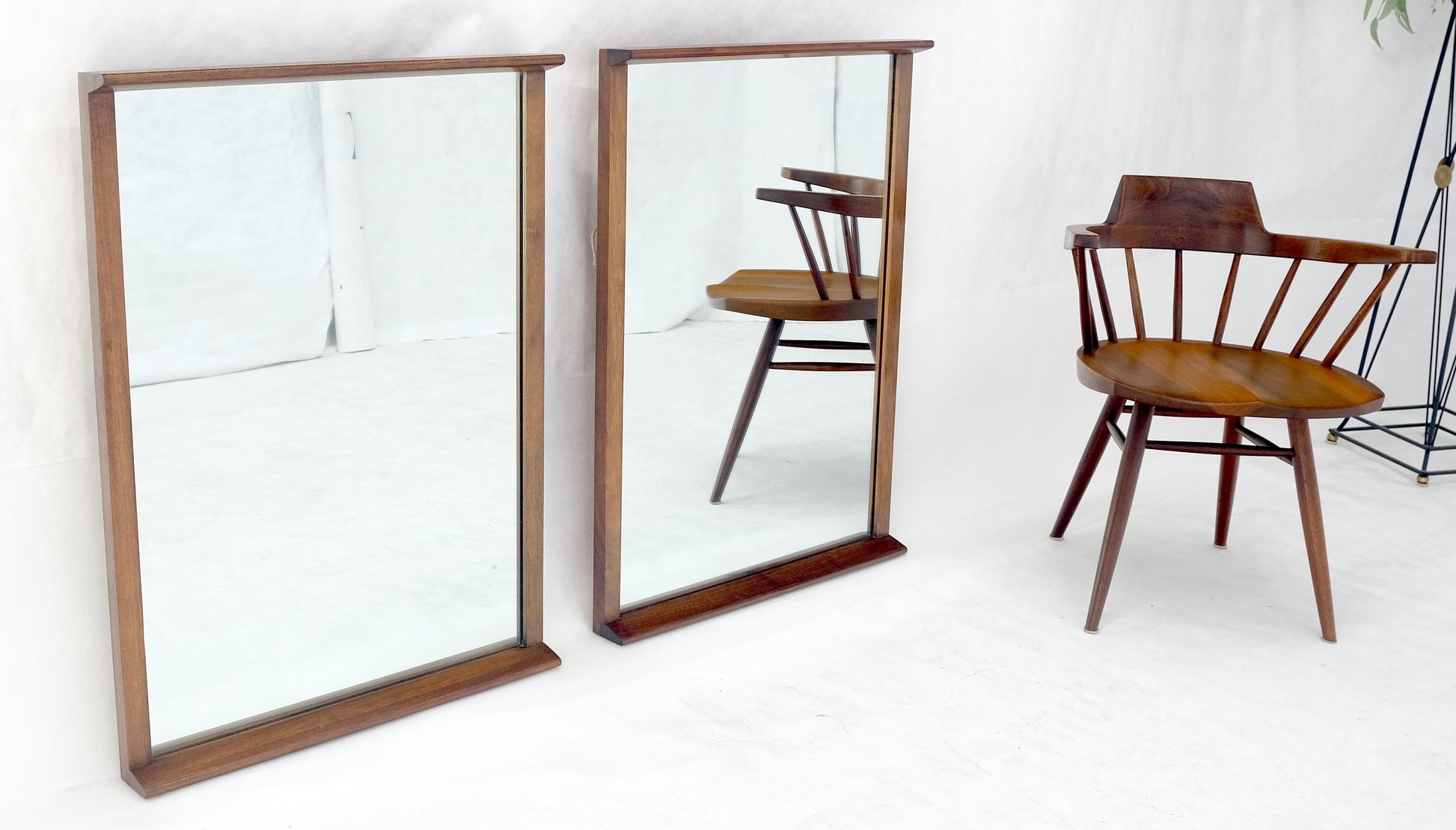 EstablishedLines Pair of Mid Century Modern Rectangle Walnut Wall Mirrors by John Stuart MINT!