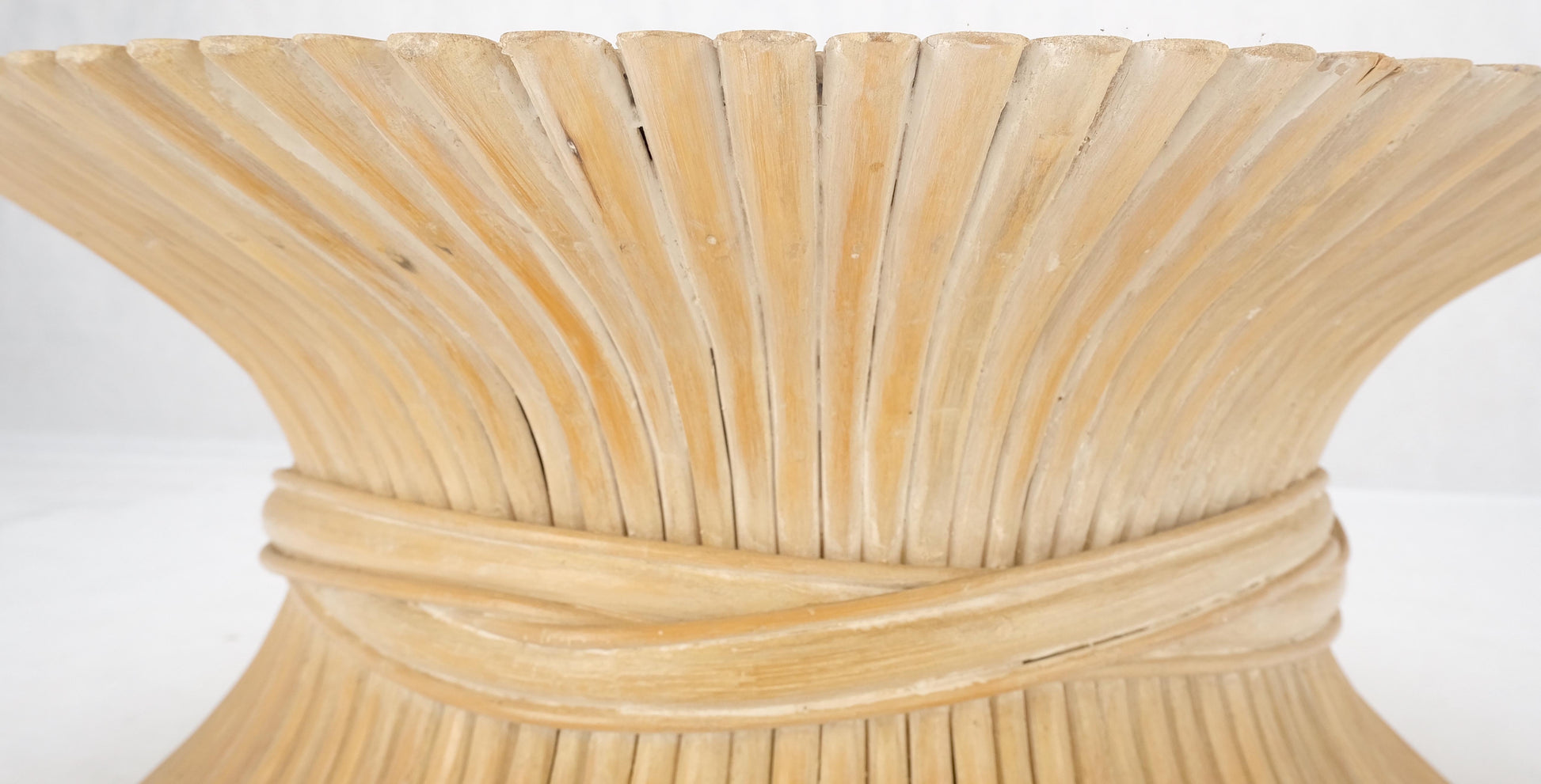 EstablishedLines Large Round Sheath of Bamboo Round Coffee Table Mid Century Modern McGuire MINT!
