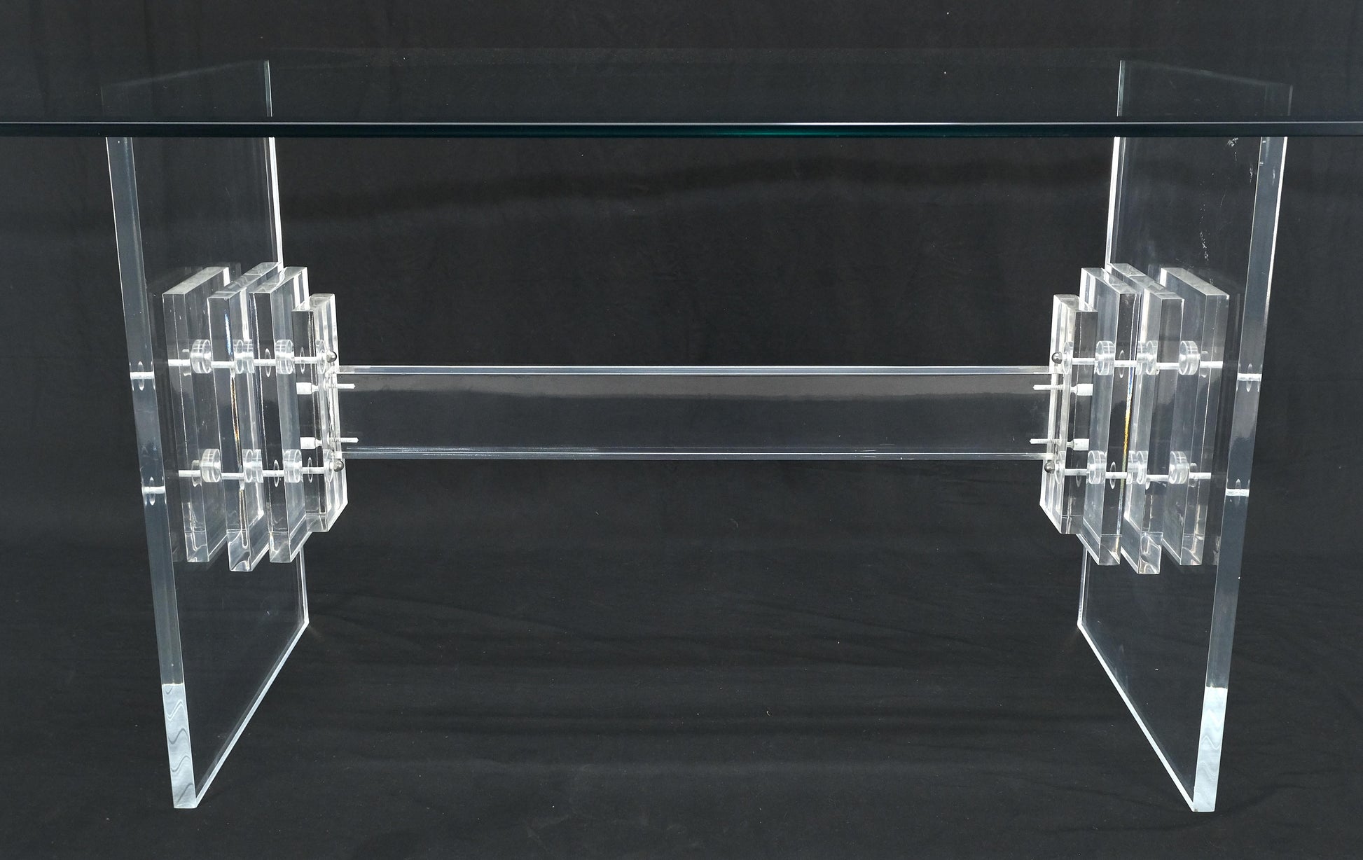 EstablishedLines Large 7' Long 3/4" glass Top Thick Lucite Base Dining Conference Table