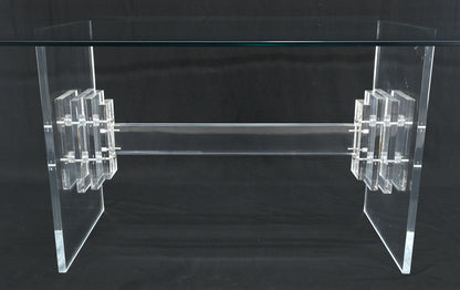 Large 7' Long 3/4" glass Top Thick Lucite Base Dining Conference Table