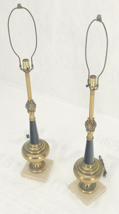 EstablishedLines Pair of Mid Century Modern Brass Vase Shape  Table Lamps Stiffel MINT!