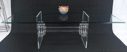 Large 7' Long 3/4" glass Top Thick Lucite Base Dining Conference Table